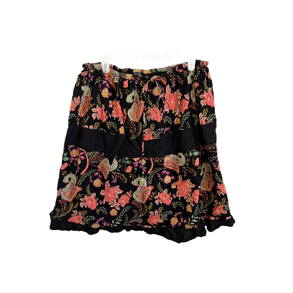 KAAKU Womens Skirt Multicolor Floral Ruffle Elastic Waist One Size